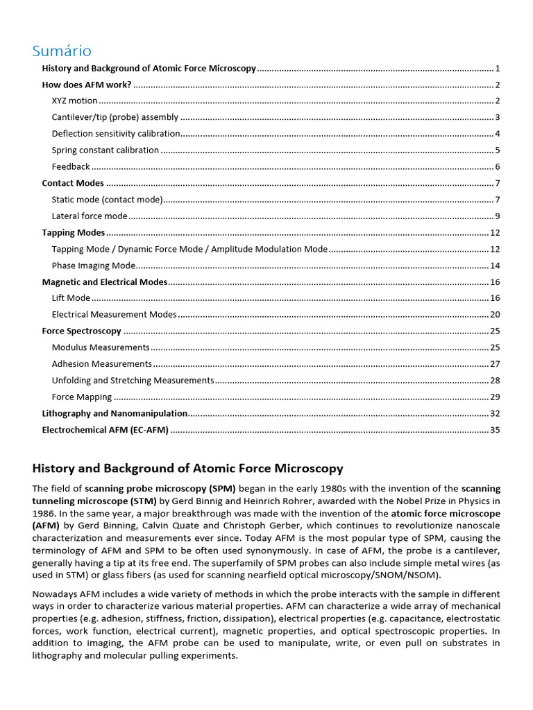 AFM History and Background of Atomic Force Microscopy | PDF | Atomic ...