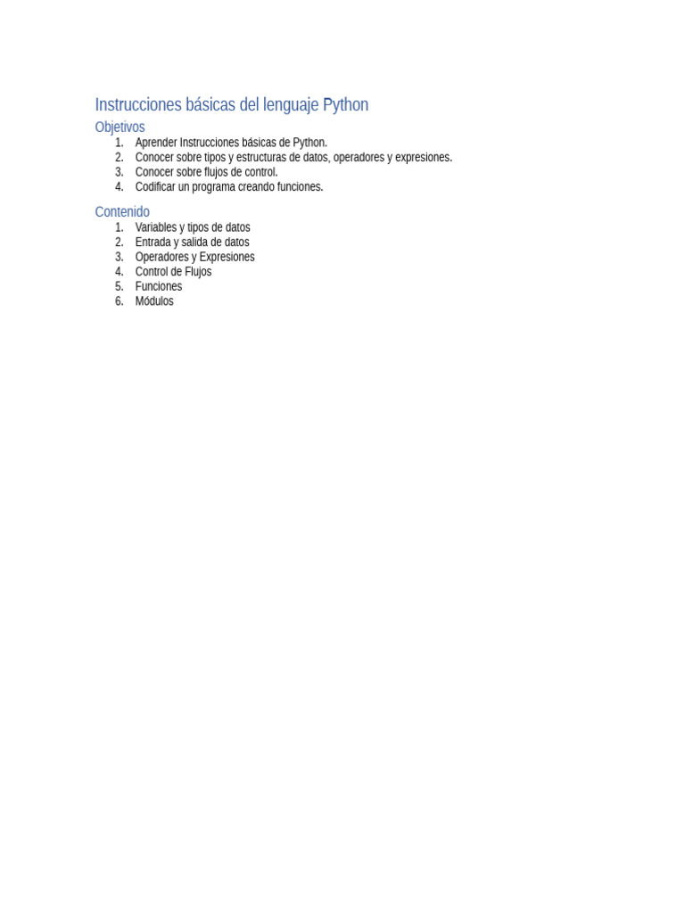 Instrucciones Basicas Del Lenguaje Python | PDF | Python (lenguaje de ...