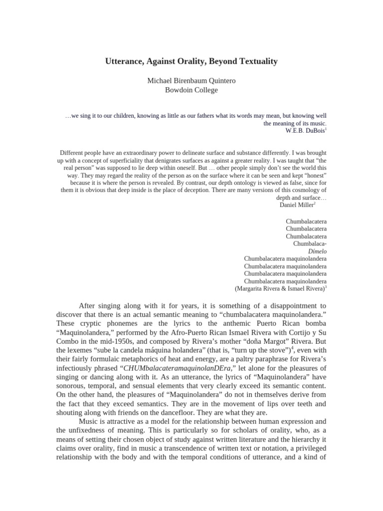 Utterance Against Orality Beyond Textuality | PDF | Santería