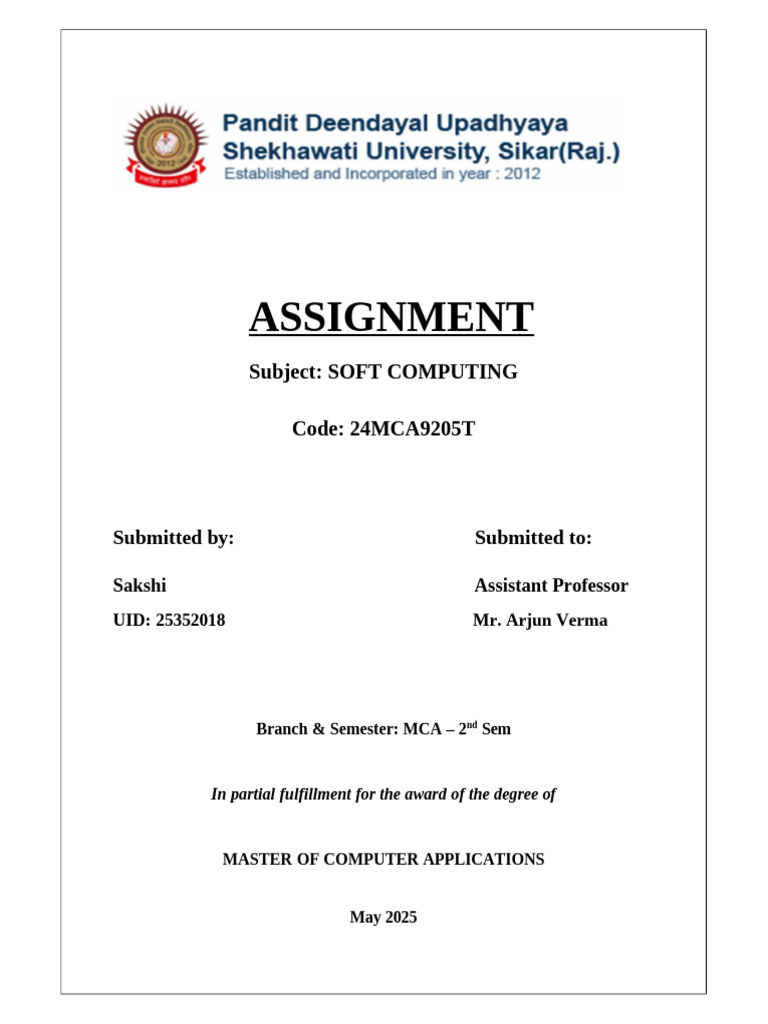 ASSIGNMENT of Soft Computing | PDF