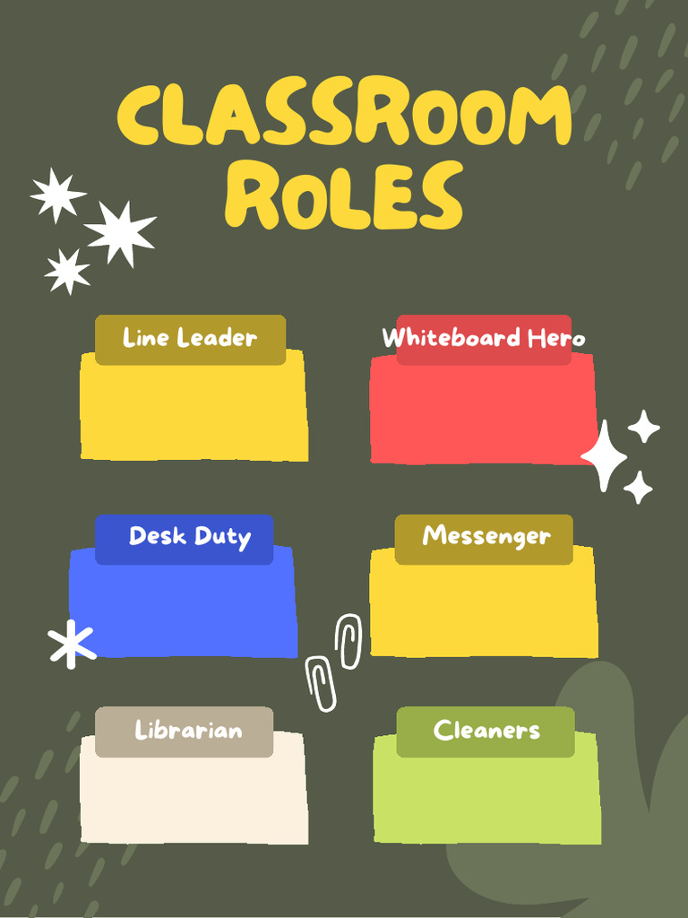 Classroom Roles Poster in Colorful Fun Style | PDF