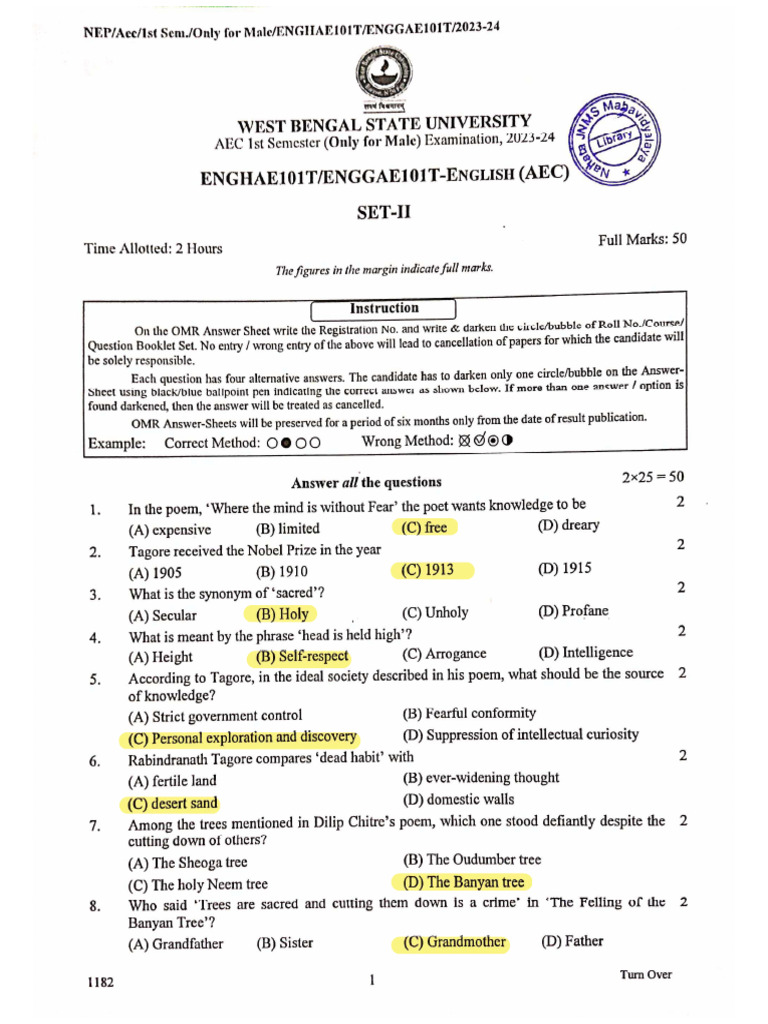 AEC English 1st Sem 23-24 | PDF