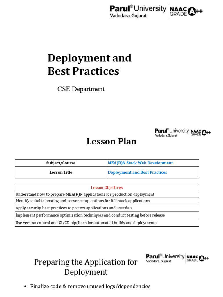 Unit 6 Deployment and Best Practices | PDF | Cloud Computing | Version ...
