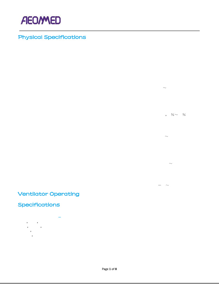 Aeon7200A-Full Config Specifications Sheet V1.01 | PDF | Respiration