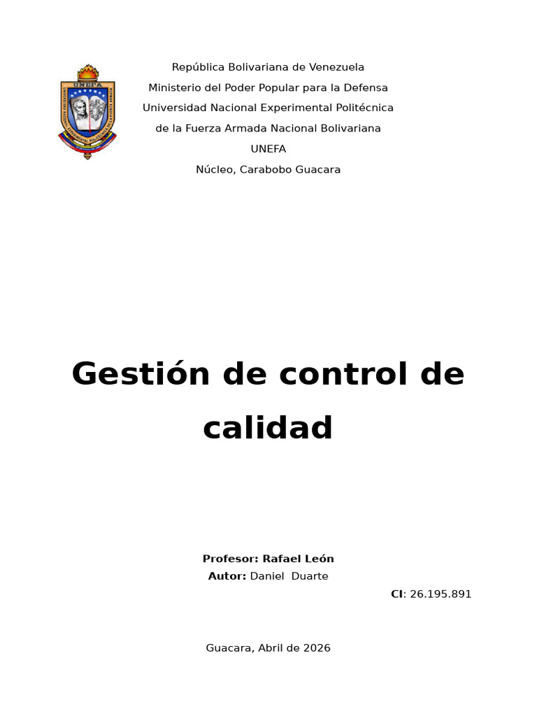 Gestión de Control de Calidad | PDF | Calidad (comercial) | Business