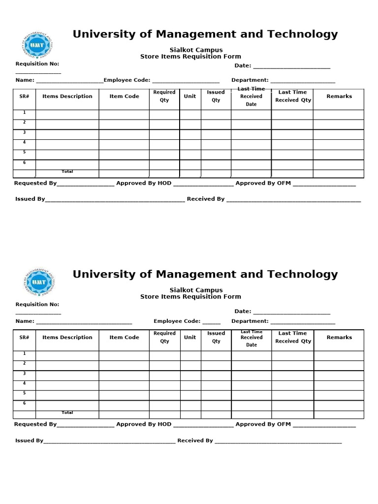 Store Items Requisition Form (2) | PDF