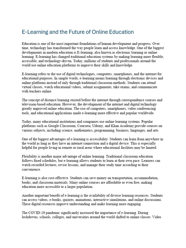 E Learning | PDF | Educational Technology | Distance Education