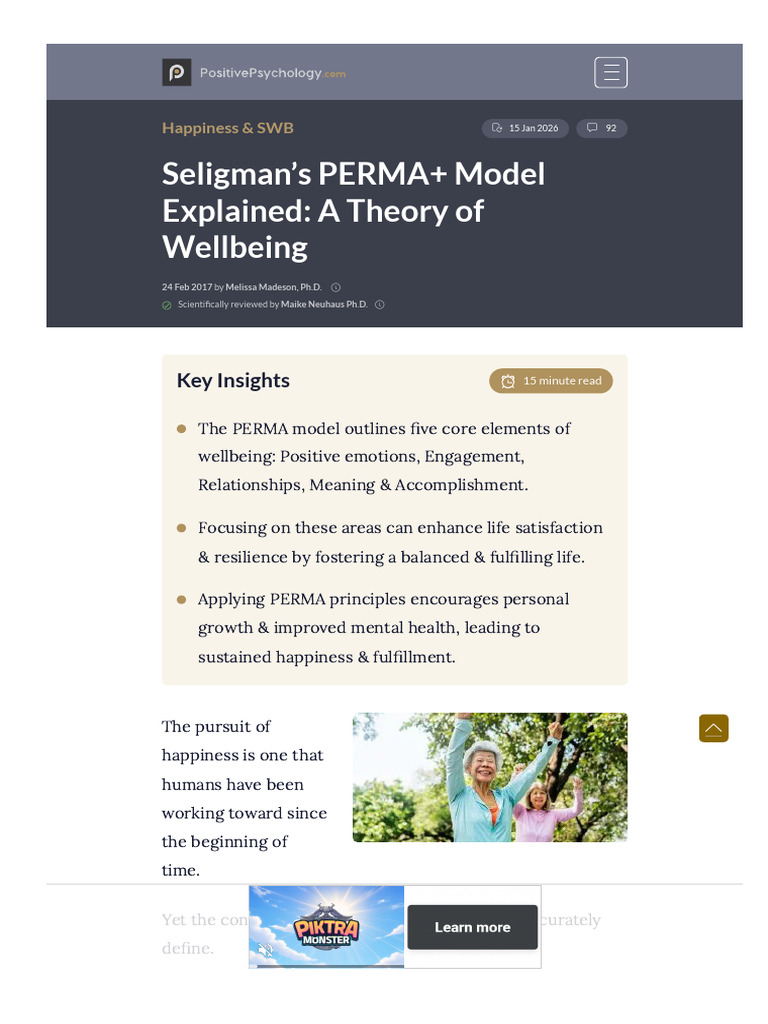 Positivepsychology Com Perma Model ... | PDF | Well Being | Positive ...