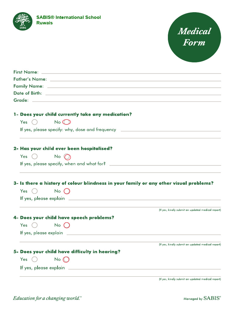 Sara Naser Medical-Form | PDF