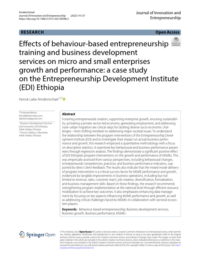 Effects of Behaviour Based | PDF | Entrepreneurship | Sampling (Statistics)