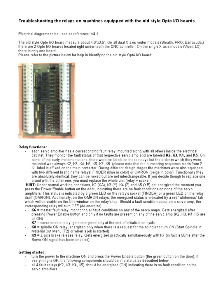 Troubleshooting The Relays On Machines Equipped With The Old Style Opto