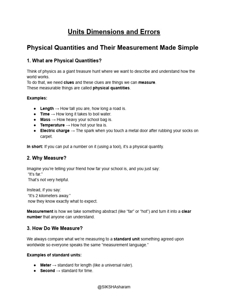 Units Dimensions and Errors | PDF | Observational Error | Kilogram