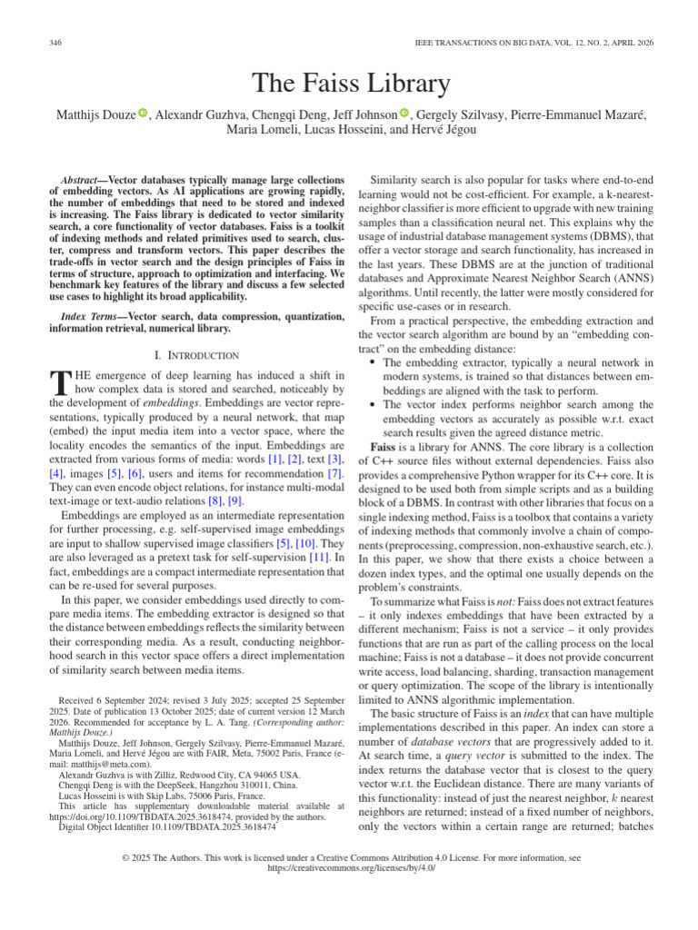 The Faiss Library | PDF | Vector Space | Databases