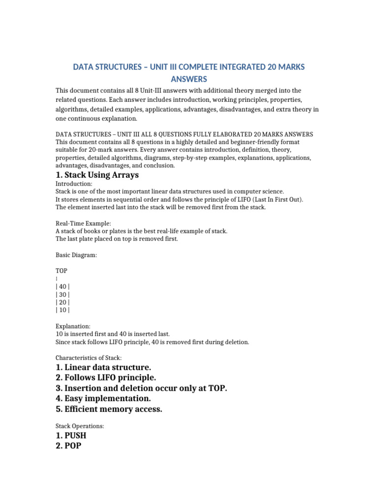 Unit3 Integrated QuestionWise Theory | PDF | Queue (Abstract Data Type ...