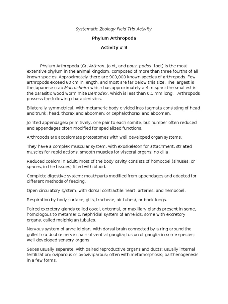 Exploring Phylum Arthropoda | PDF | Organisms | Animal Anatomy