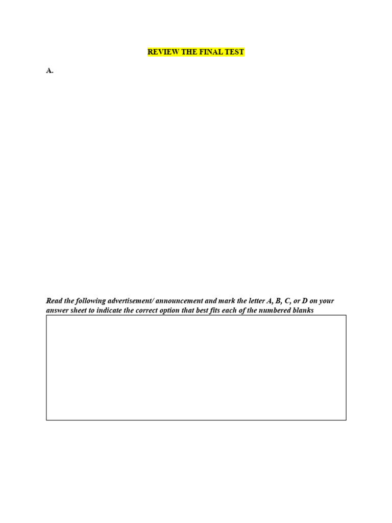 Review The Final Test | PDF | Apprenticeship | Cultural Heritage