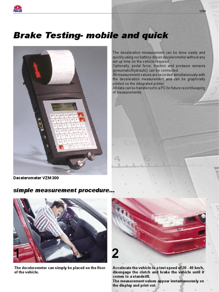 VZM 300 Decelerometer Brake Testing | PDF | Power Supply | Brake