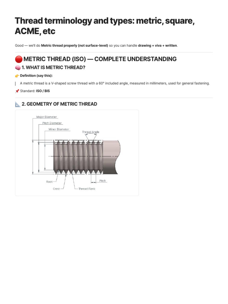 Thread Terminology and Types_ Metric, Square, ACME, Etc | PDF | Screw ...