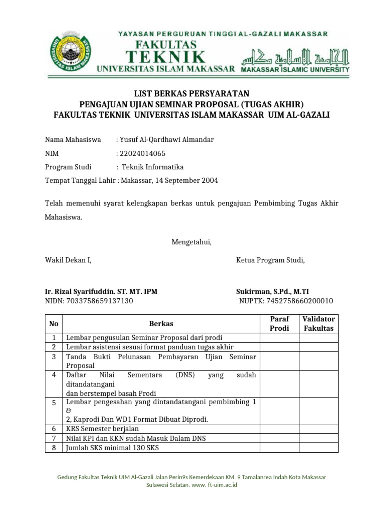 List Berkas Persyaratan | PDF