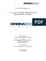 Internship Report On "Analysis of Credit Department of Dhaka Bank Limited"