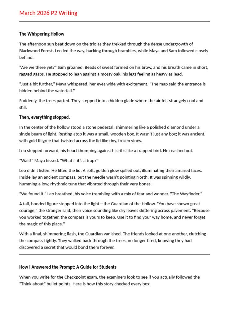 March 2026 P2 Writing | PDF | Verb | Grammar