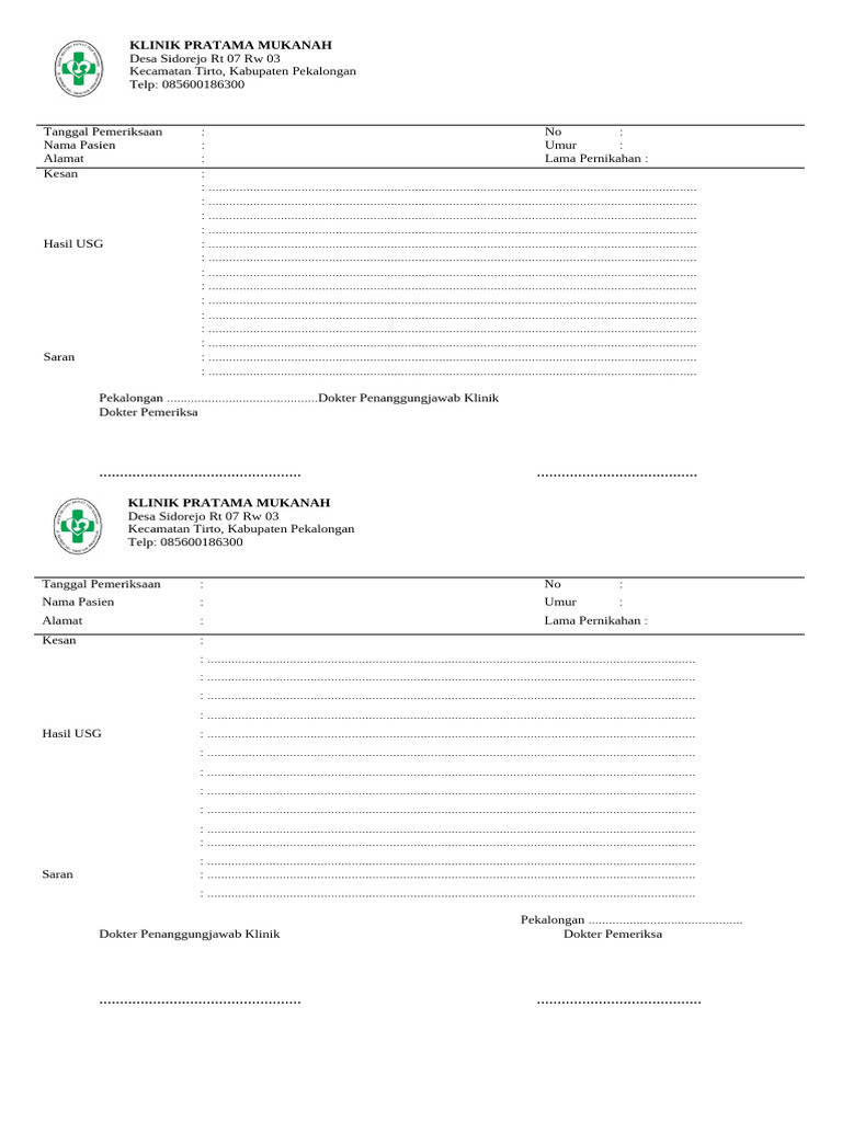 Form Usg Tidak Hamil | PDF