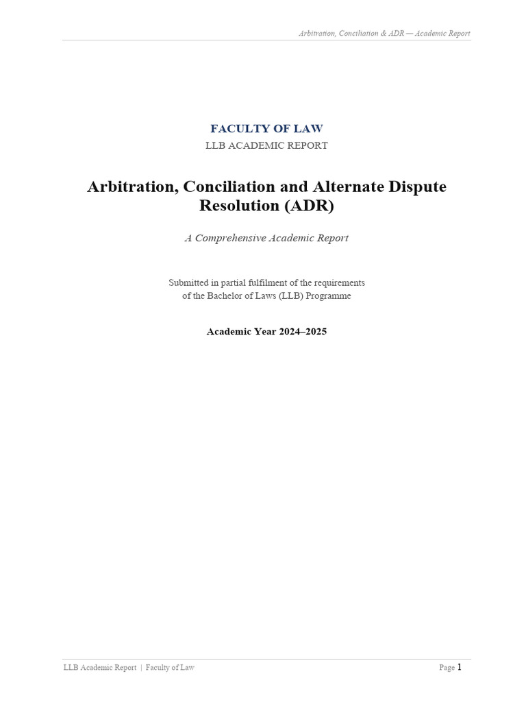 ADR_Report | PDF | Alternative Dispute Resolution | Arbitration