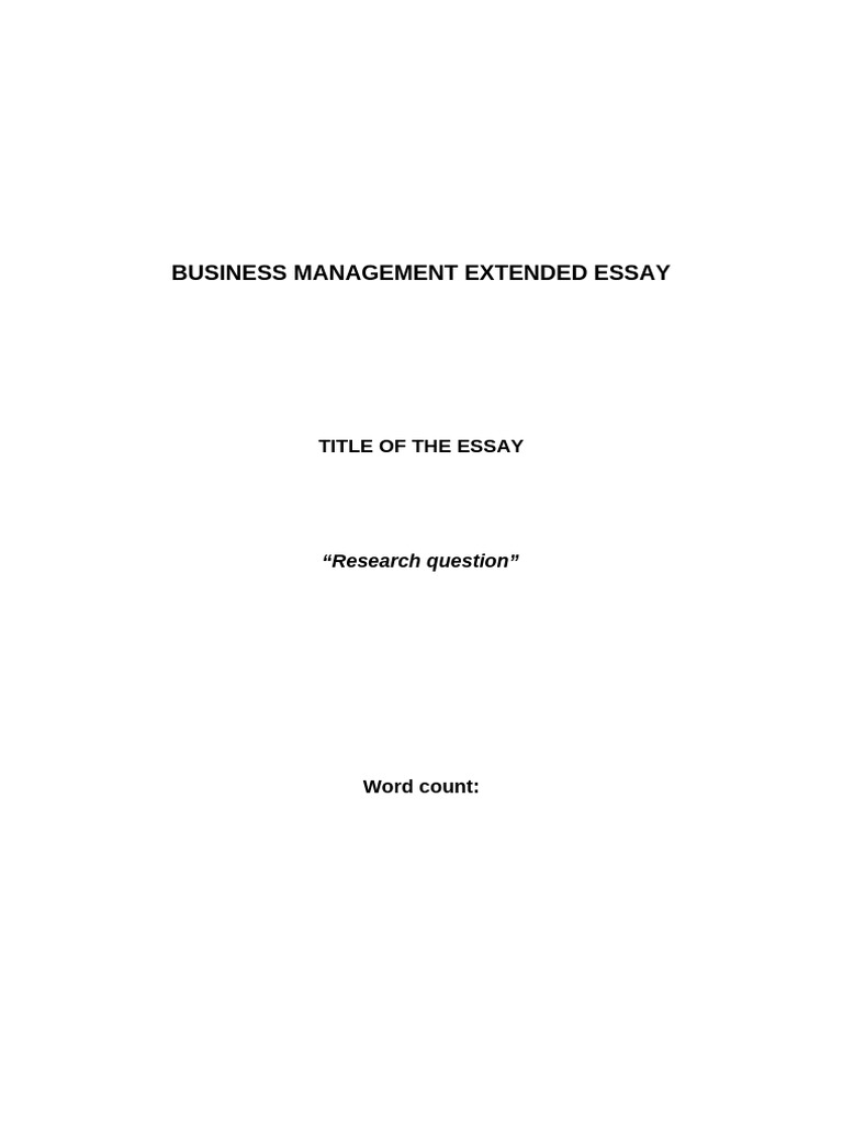Extended Essay Structure | PDF