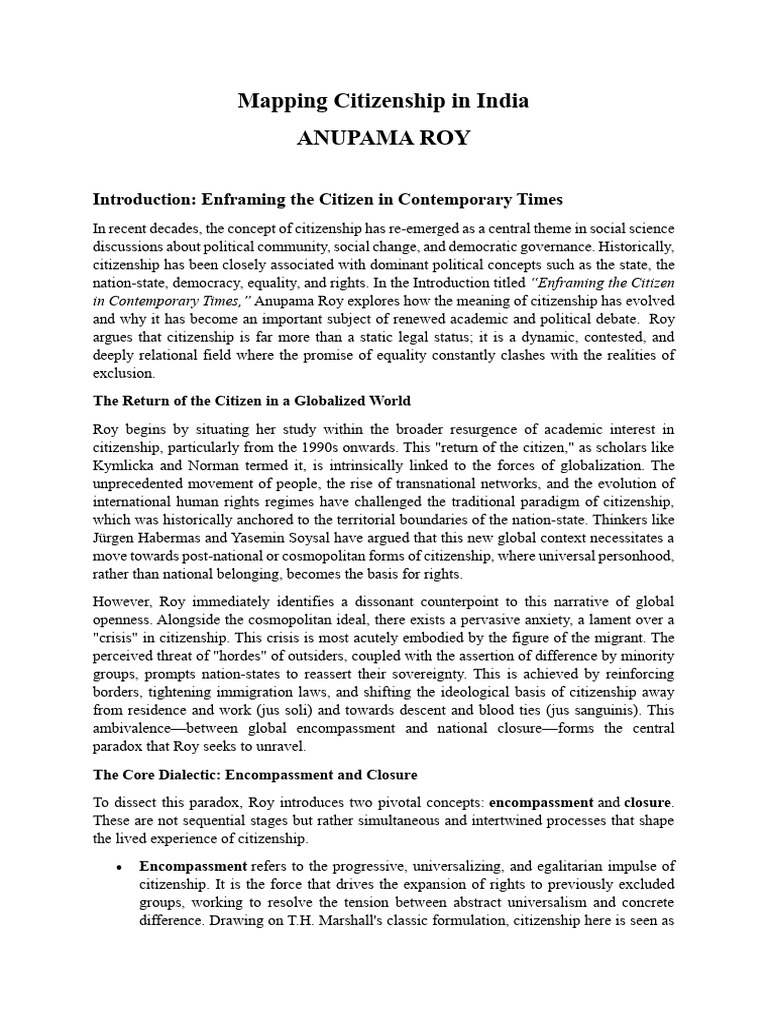 Mapping Citizenship in India Intro | PDF | Citizenship