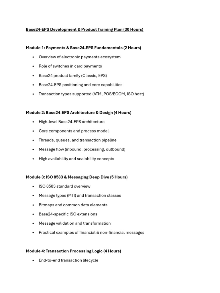 Base24 EPS Development & Product Training - ToC | PDF | Computing ...
