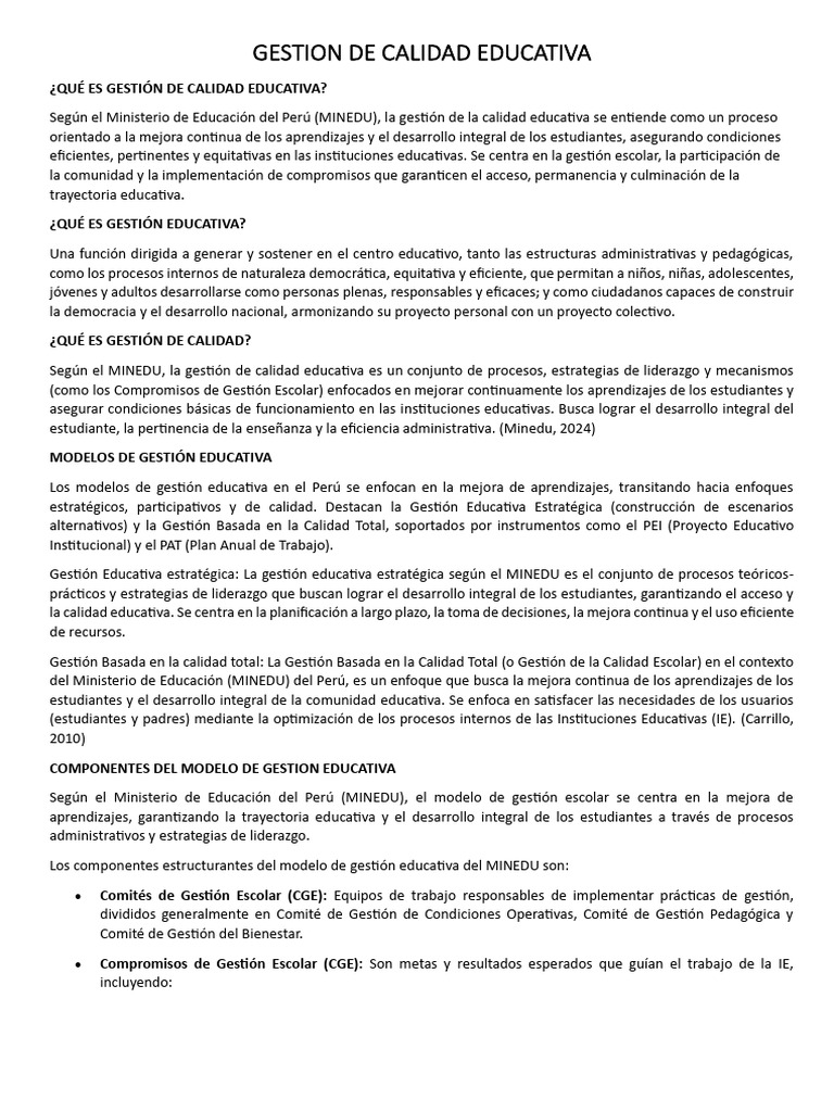 GESTION DE CALIDAD EDUCATIVA Maritza | PDF | Sistema de manejo de ...