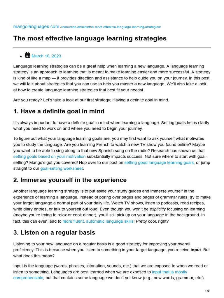 The most effective language learning strategies | PDF | Second Language ...