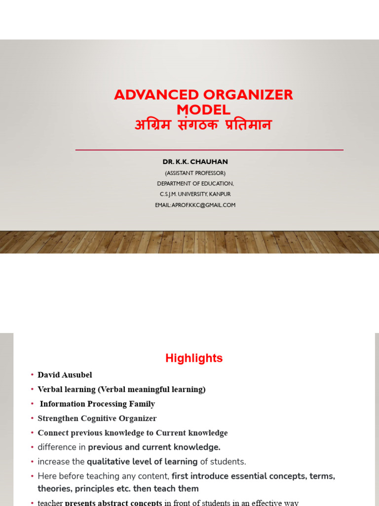 Advanced Organizer Model | PDF | Learning | Knowledge