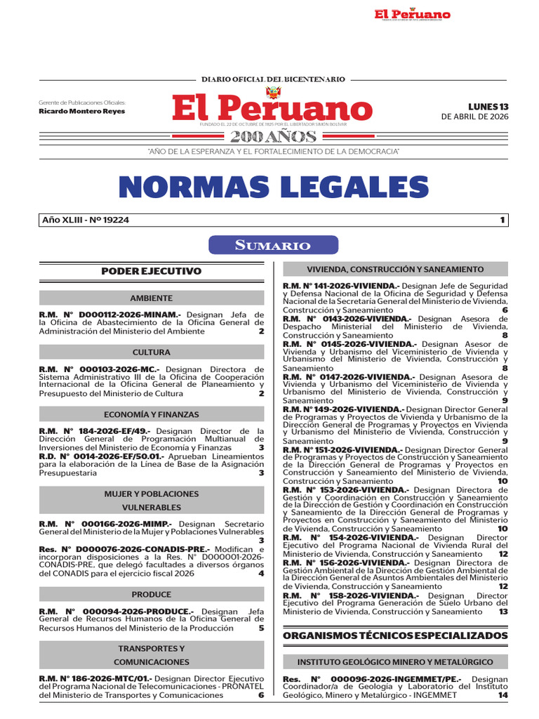 Normas legales | PDF | Ejecutivo (gobierno) | Ministerio (Departamento ...