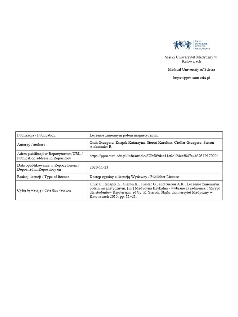 Leczenie zm polem mag | PDF