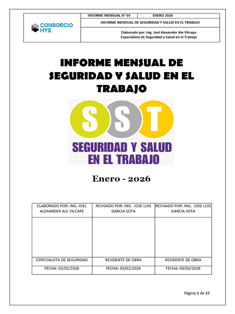 Informe Mensual SST Enero | PDF | La seguridad | Seguridad y salud ...