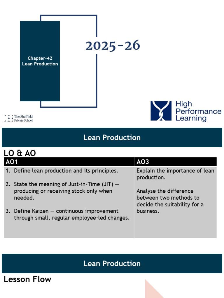 11 Business Chapter-42 Lean Production | PDF | Lean Manufacturing ...