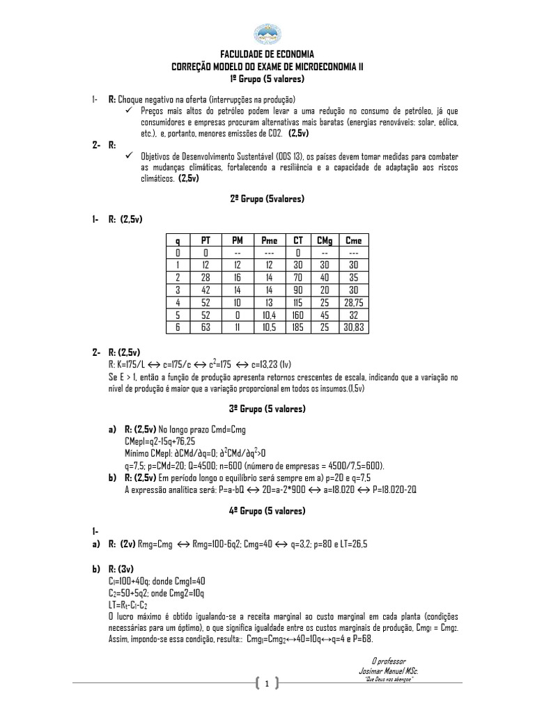 Correção Modelo de Micro II | PDF