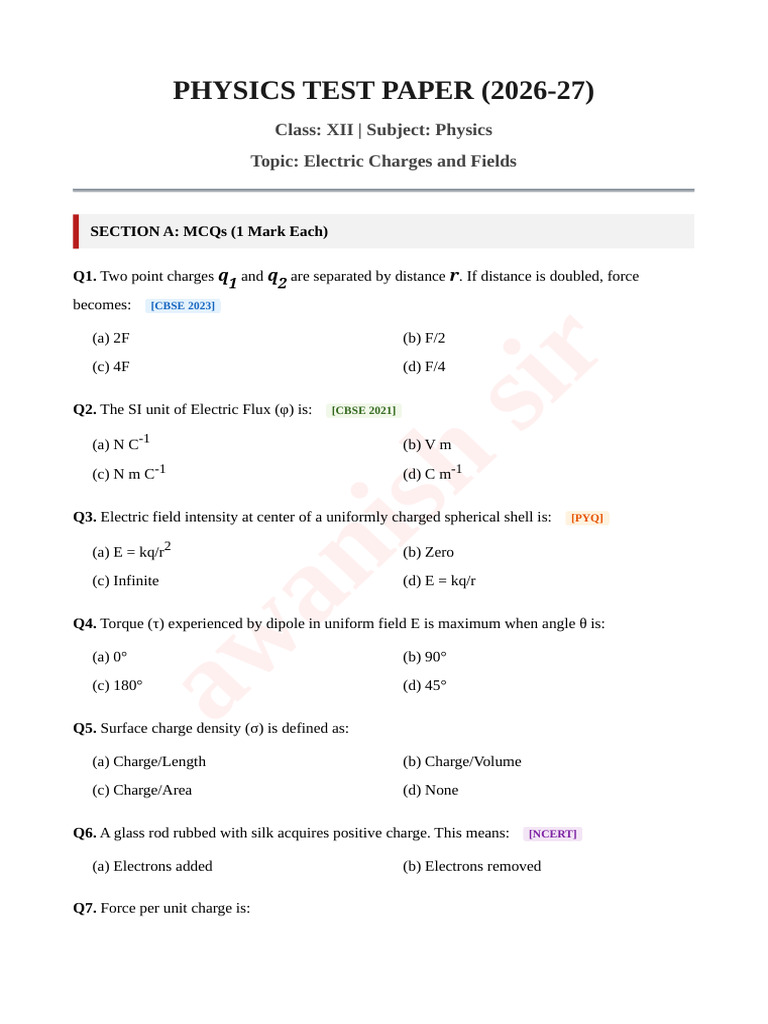 Physics Test Paper v2 | PDF | Force | Classical Mechanics