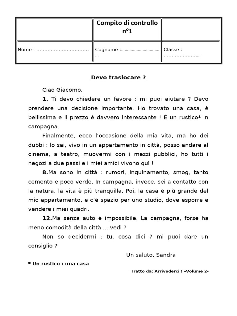 Compito Controllo 2025 | PDF