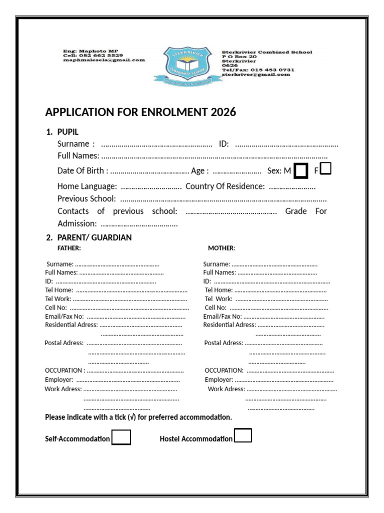 Admission Form 2026 New | PDF