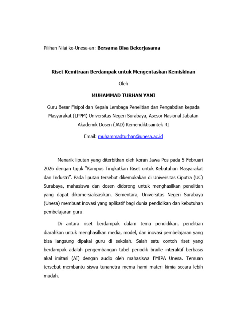 Esai - Turhan Yani - Riset Kemitraan Berdampak | PDF