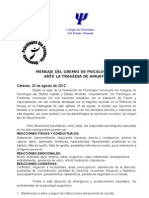 Mensaje Comunicacional Psicologos sin Fronteras - Tragedia de Amuay