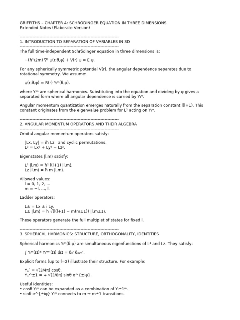 Griffiths Ch4 Elaborate Notes | PDF | Spin (Physics) | Applied Mathematics