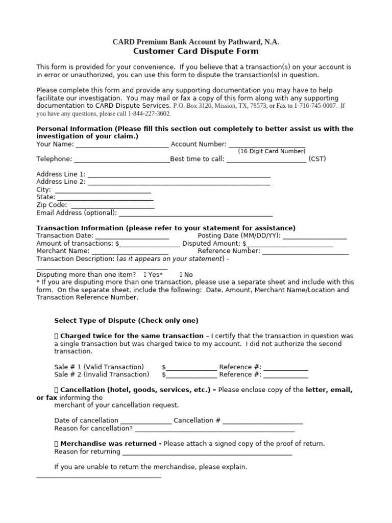 Dispute Form for Card_DDA_01242025 | PDF