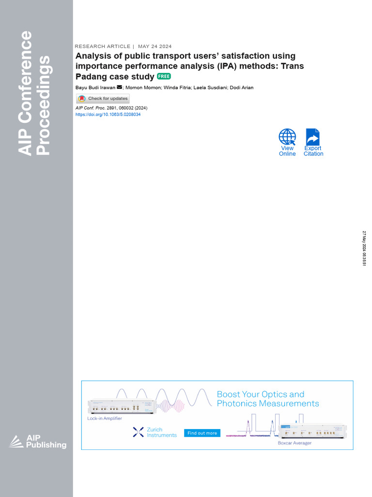 Analysis of Public Transport Users’ Satisfaction Using Importance ...