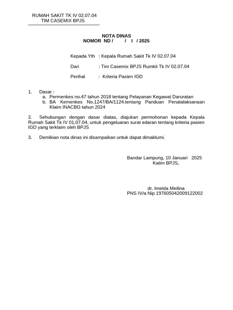 Contoh Nota Dinas | PDF