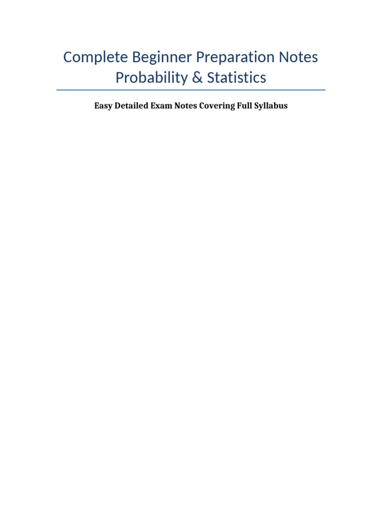 Complete Probability Statistics Notes | PDF | Probability Distribution ...
