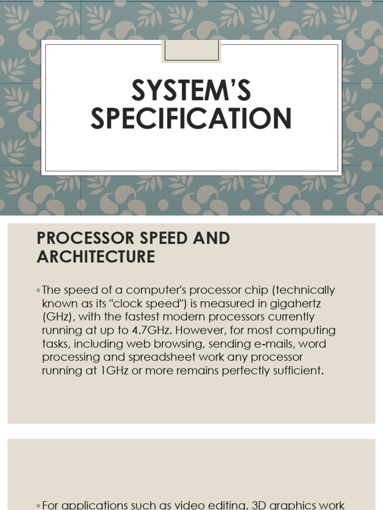 Lesson 6 - System Specification | PDF | Central Processing Unit ...