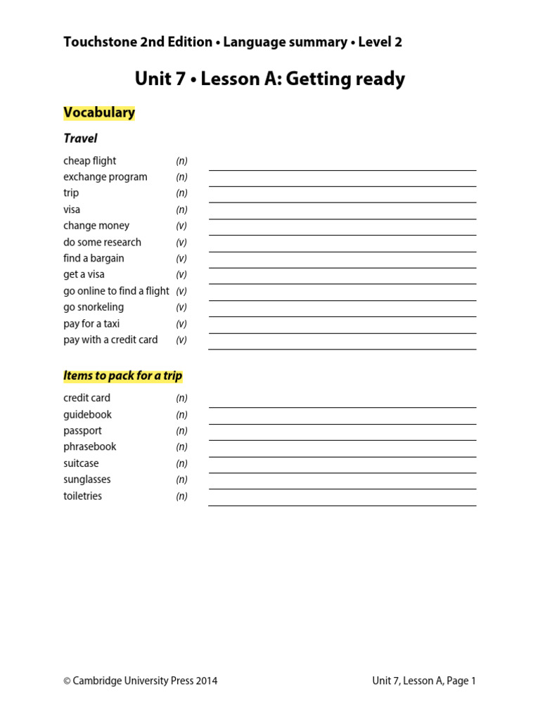 Review Package TouchStone2 Units 7-12 | PDF | Grammatical Number | Plural